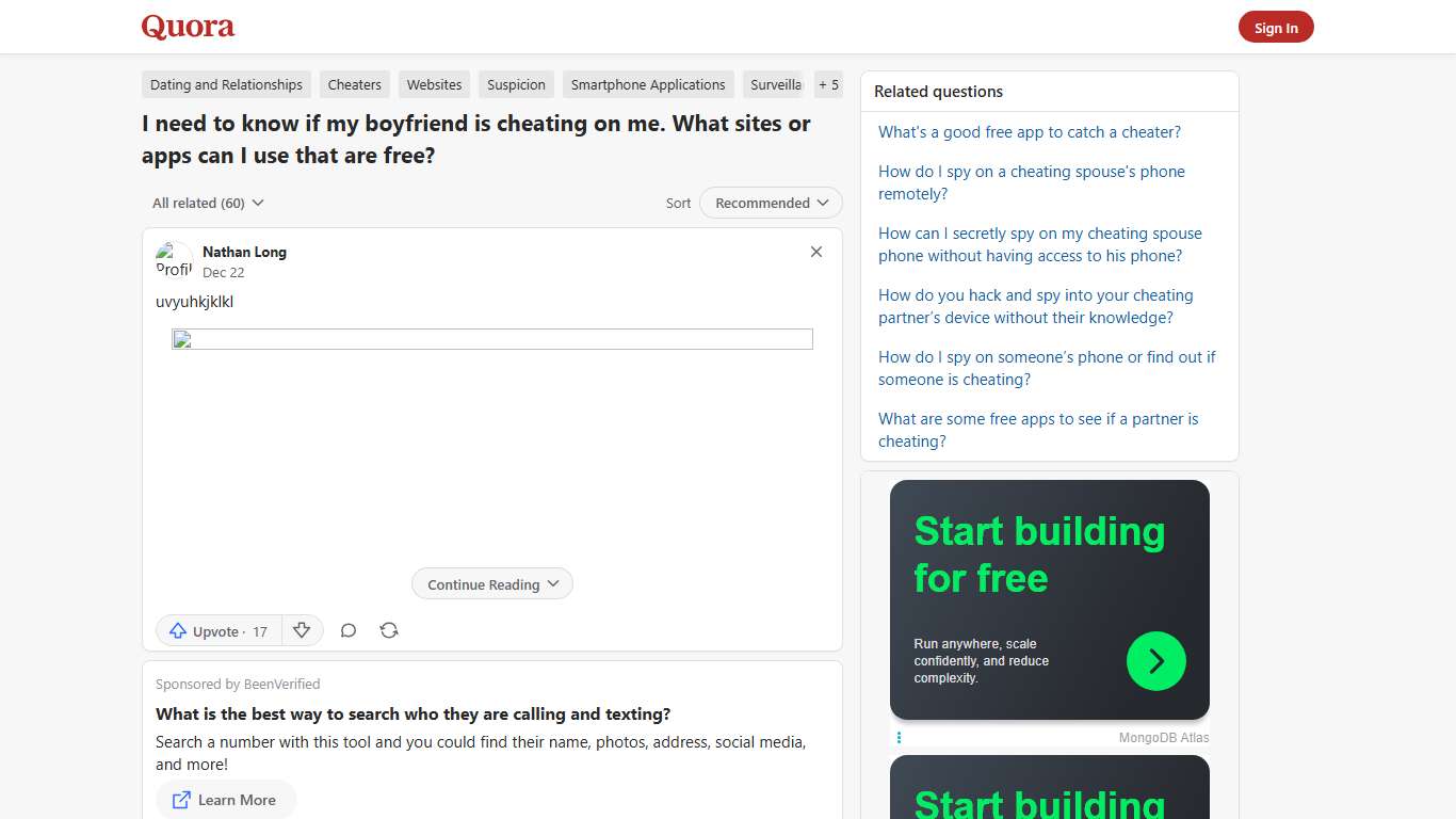 I need to know if my boyfriend is cheating on me. What sites or apps can I use that are free? - Quora